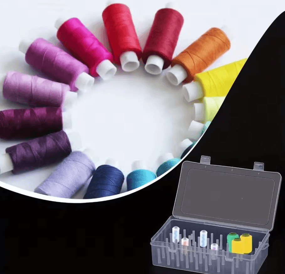 42-Spool Portable Sewing Thread Organizer Box with Needle Storage