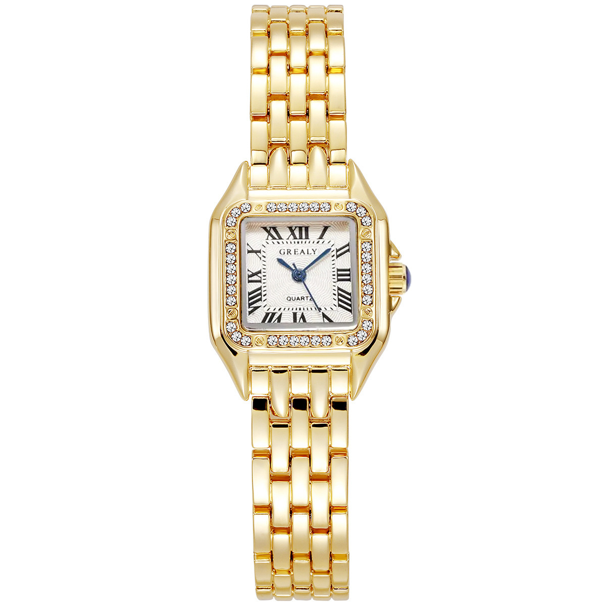Luxury Gold Stainless Steel Ladies Fashion Quartz Watch with Bracelet