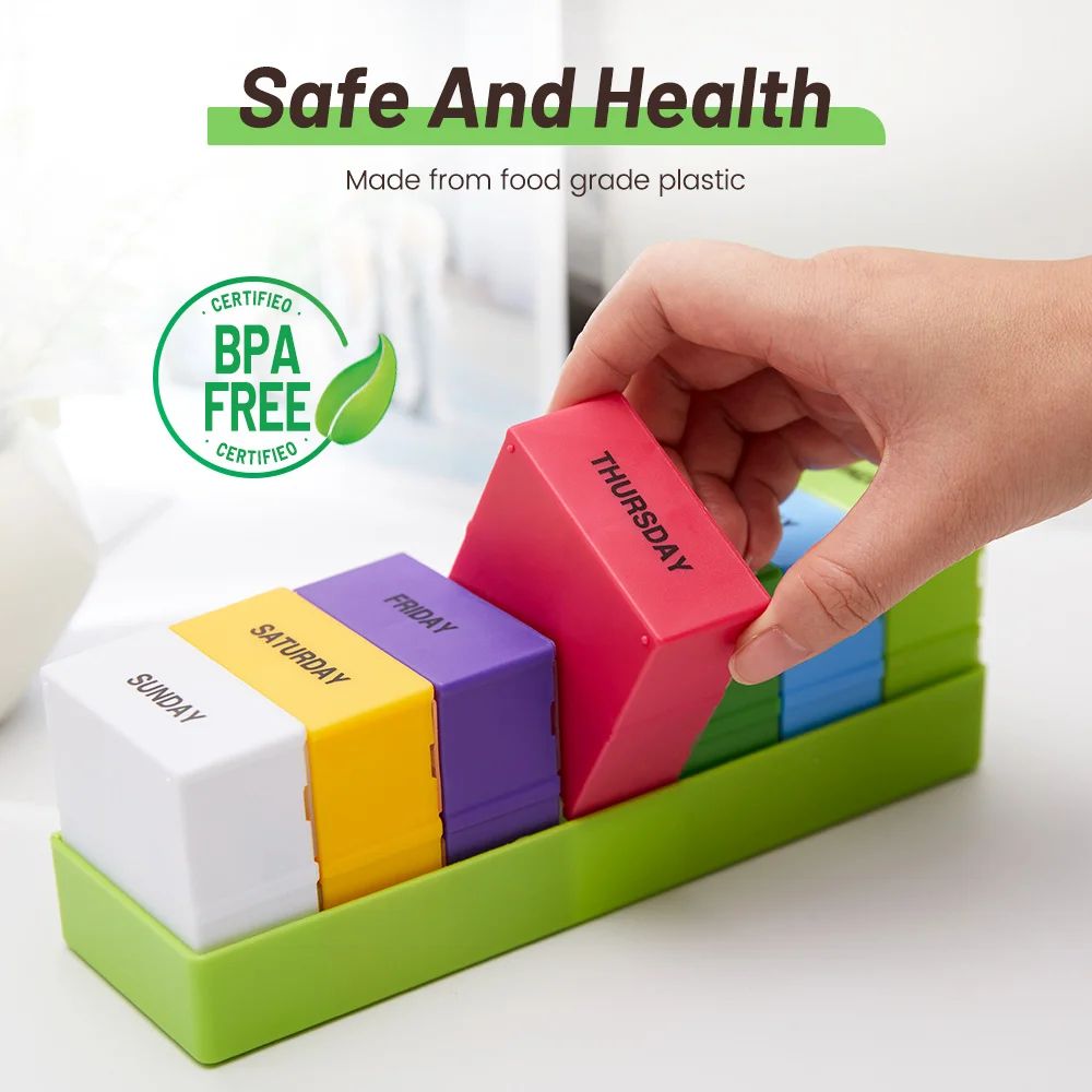Rainbow 7 Day Pill Organizer Box