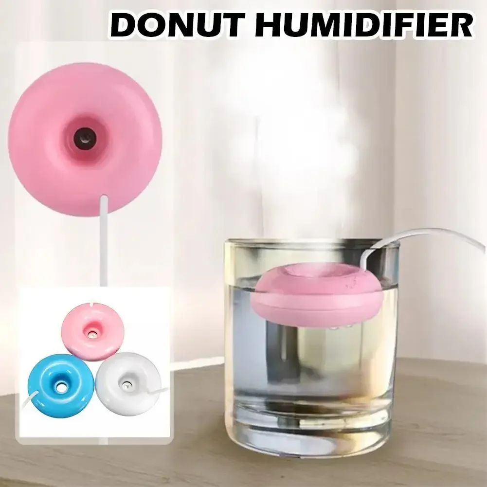 Mini USB Humidifier Donut Design Negative Ion Air Purifier Portable Desktop Mist Diffuser