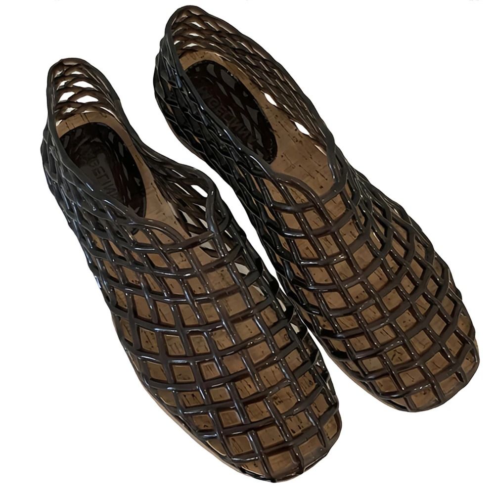 Women Mesh Jelly Ballet Flats Hollow Square Toe Summer Beach Shoes