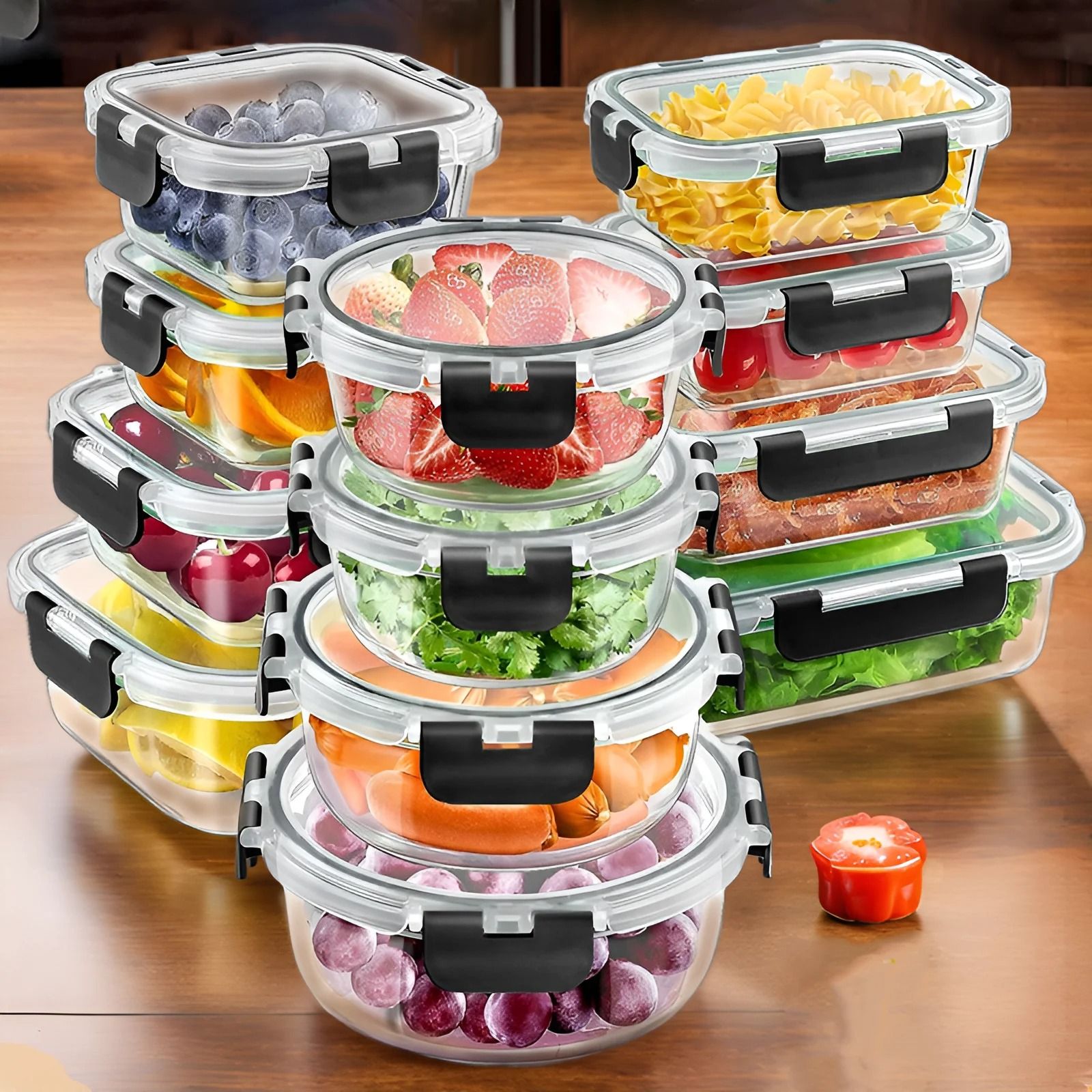 12-Piece Glass Lunch Box Set and Airtight Meal Prep Containers