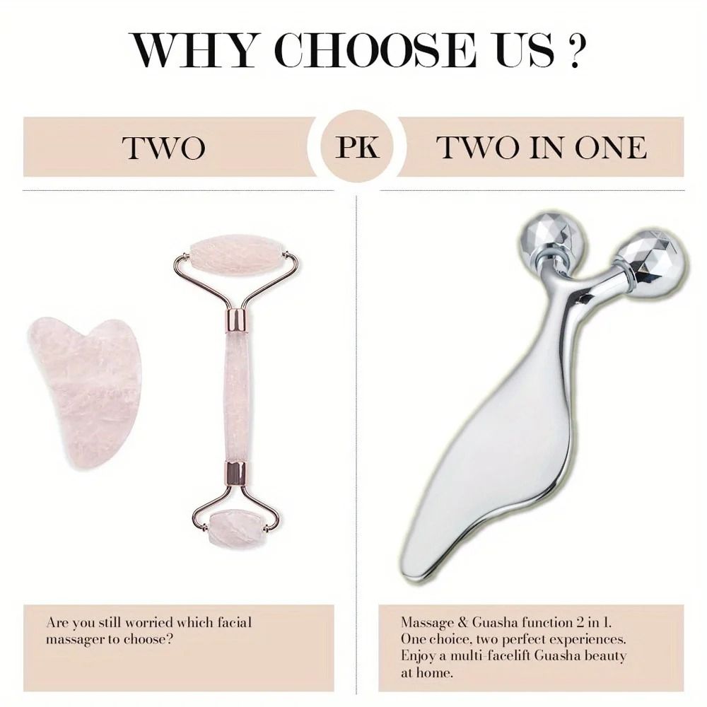 2 in 1 Facial Roller and Gua Sha Massage Tool