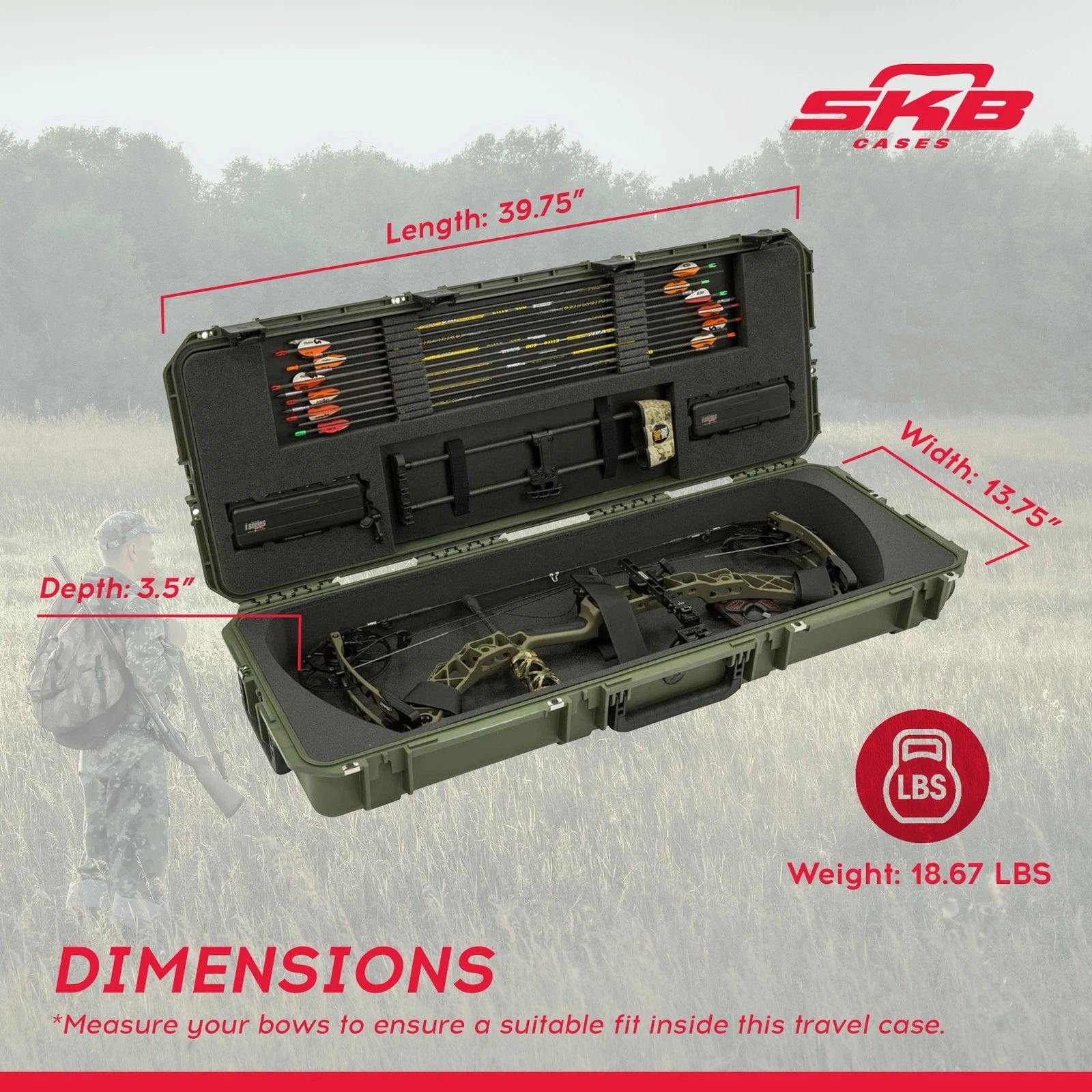 SKB iSeries Green Hard Exterior Parallel Limb Bow Case with Lock