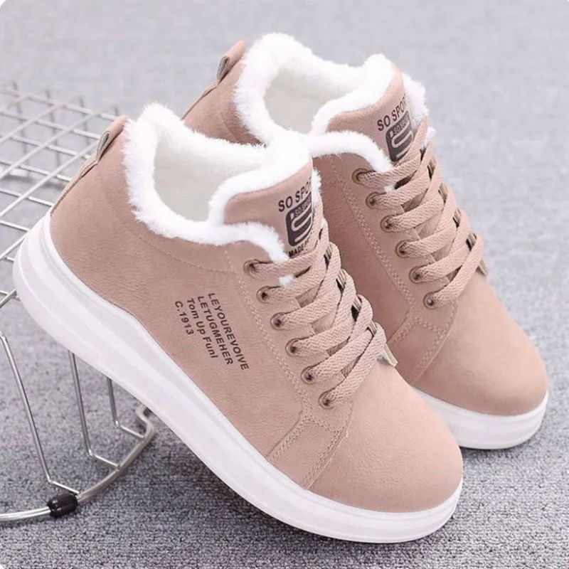 Winter Womens Boots, Warm PU Plush Ankle Boots, Flat Winter Womens Shoes, Short Snow Boots for Daily Wear
