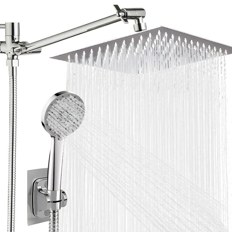 Stainless Steel Pressurized Shower Set with Concealed Mount and Extended Lever Arm