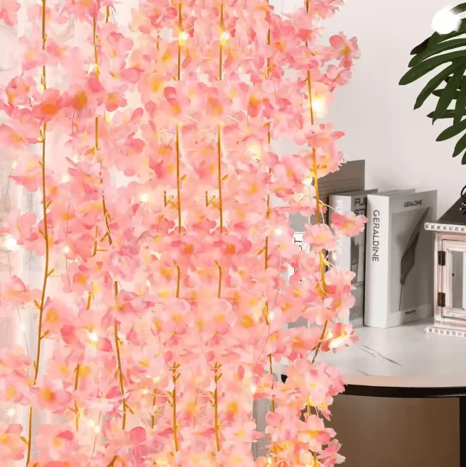 BlossomGlow Cherry Blossom String Lights Fairy Flower Garland