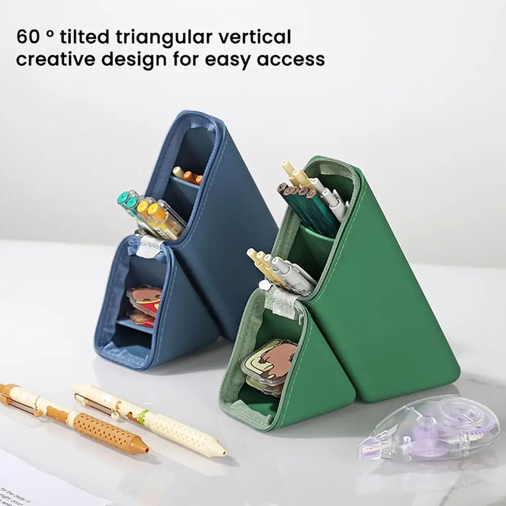 Expandable Silicone Pencil Case Standing Pen Holder Large Capacity Stretchy Stationery Organizer for School Office Desk