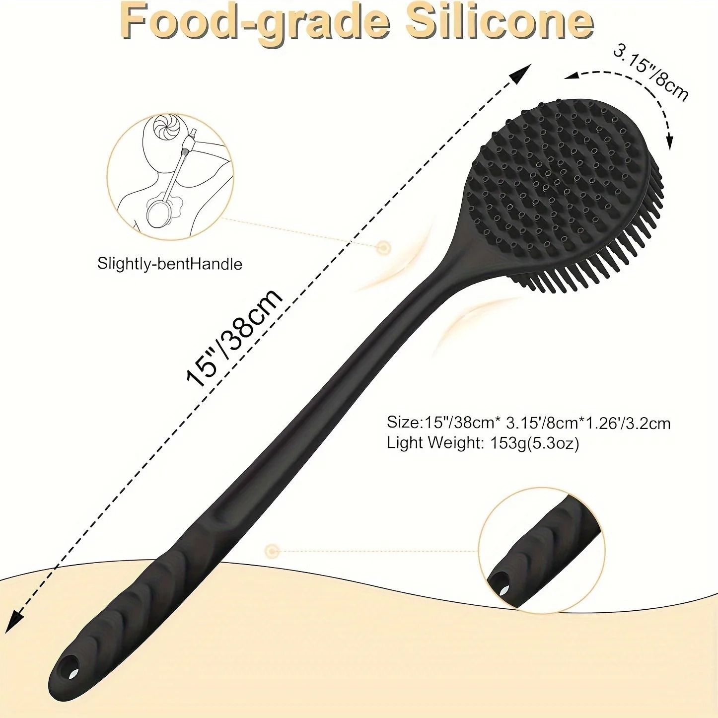Long Handle Back Scrubber Brush Exfoliating Shower Body Brush