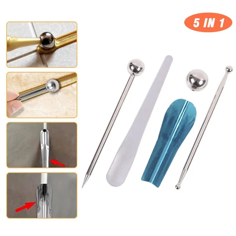 Premium 5-Piece Caulking Nozzle & Finishing Spatula Kit - Smooth Sealant & Grout Tool