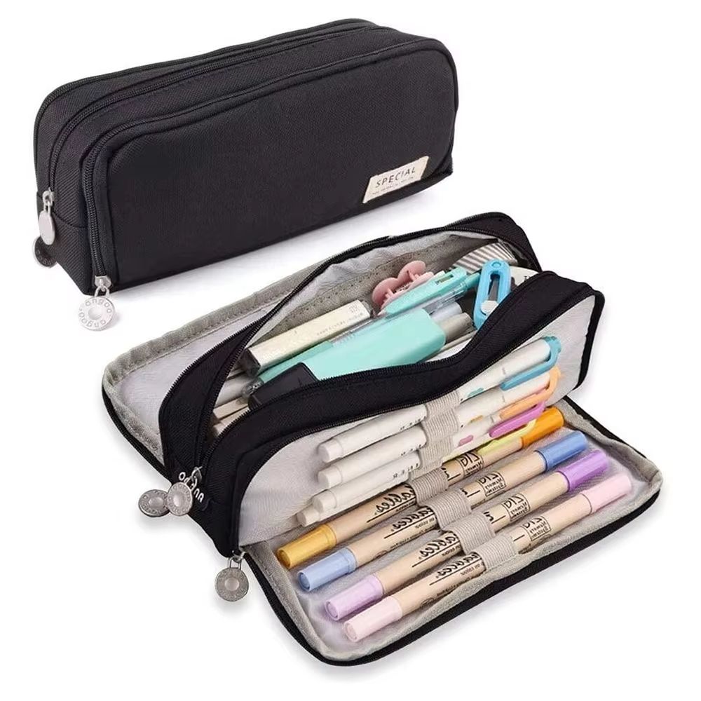 Multi-Compartment Large Capacity Pencil Case with Transparent Partition