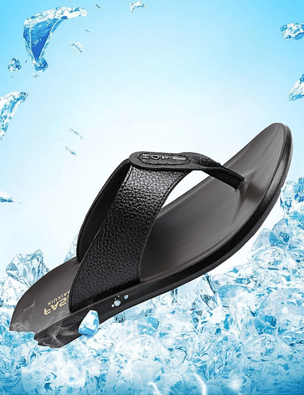 Genuine Leather Mens Flip Flops Soft Sole Summer Beach Sandals
