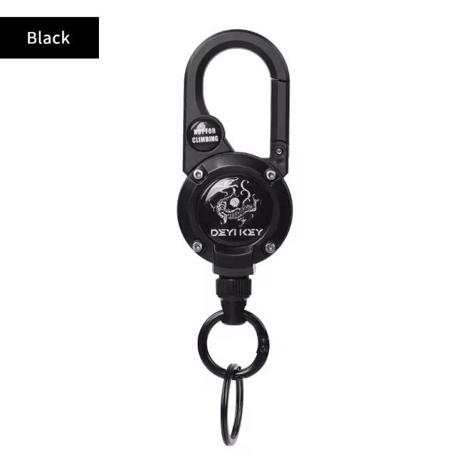 SecureClip Retractable Steel Wire Keychain with Carabiner Reel