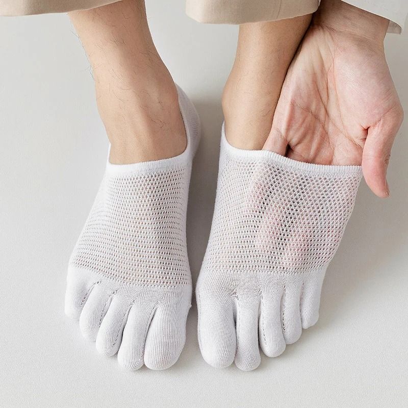 3 Pairs Mens Breathable Toe Socks Casual Finger Boat Socks