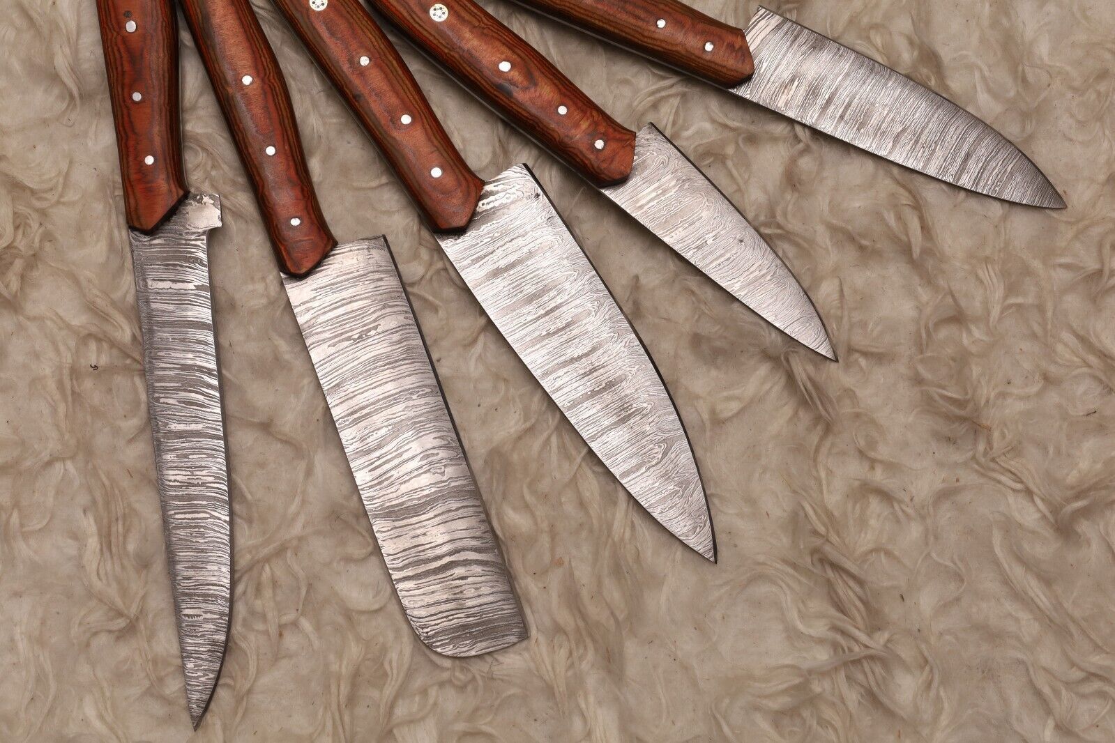 Authentic Handmade Damascus Steel Chef Knives | 5 Pc Professional Set