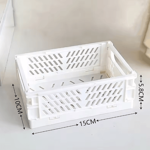 Collapsible Plastic Folding Storage Crate for Desktop and Home Organization
