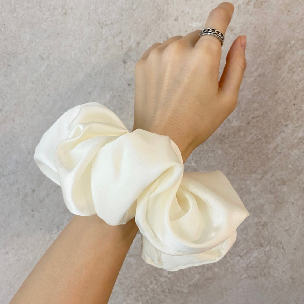 Oversized Silk Scrunchies for Women – Chiffon Hair Tie for Ponytail Holder, Korean-inspired Elastic Headwear