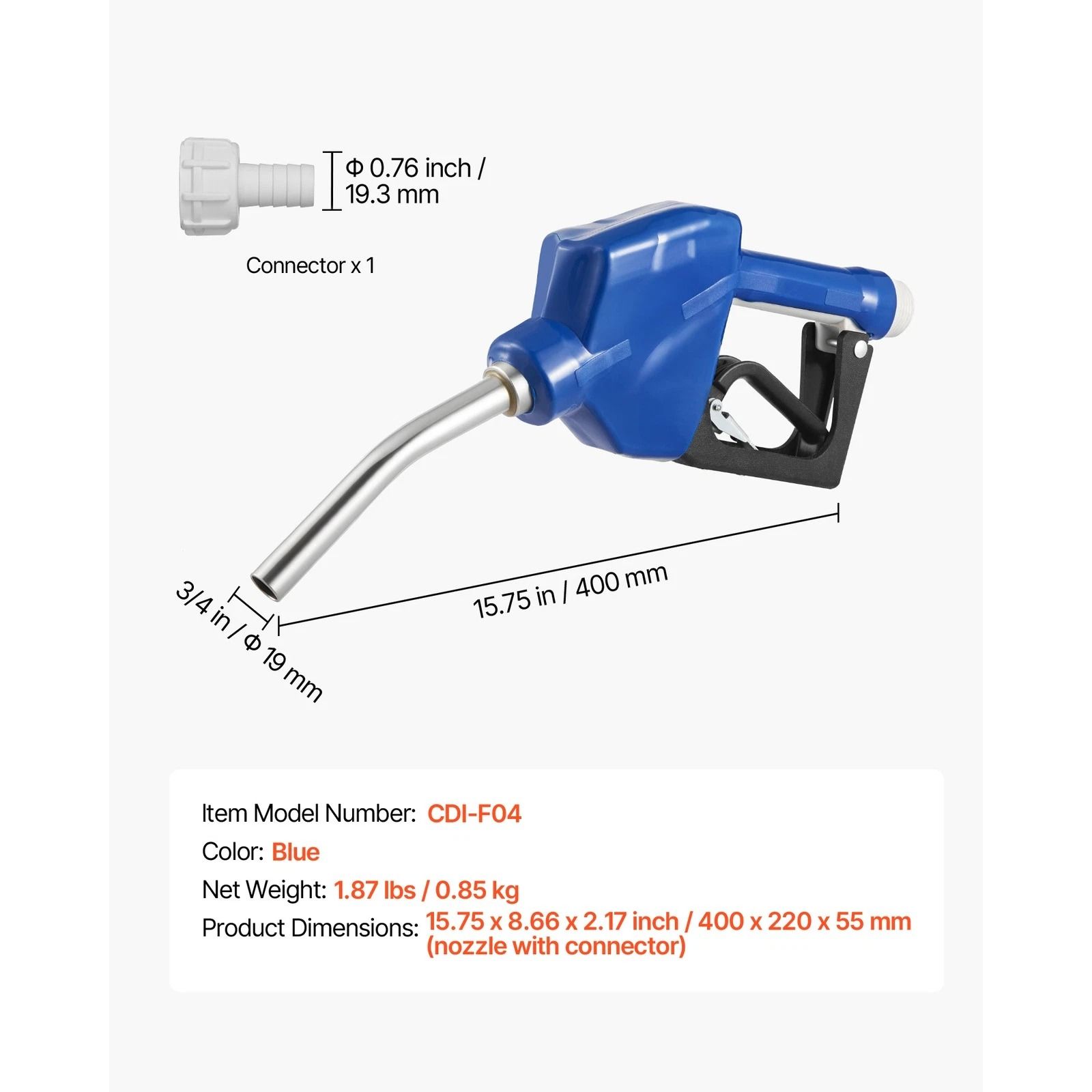 DEF Nozzle Barb Auto Shut Off Fueling Nozzle with Spout