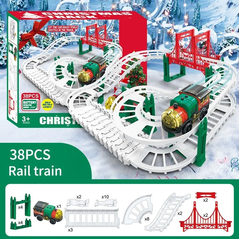 Christmas Electric Track Car Train Toy Kids Educational Racing Track Set