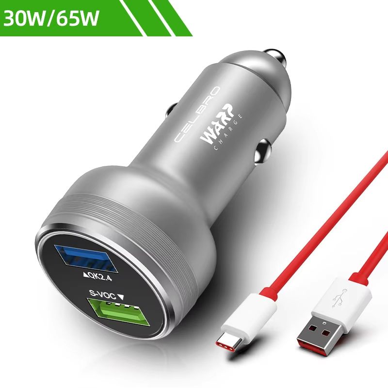 OnePlus Dual USB Car Charger 80W Super Fast SuperVOOC Warp Charge Adapter