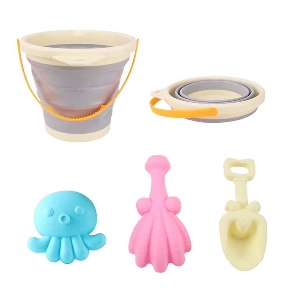 Foldable Kids Beach Bucket Set Travel Sand Toy Kit with Shovel