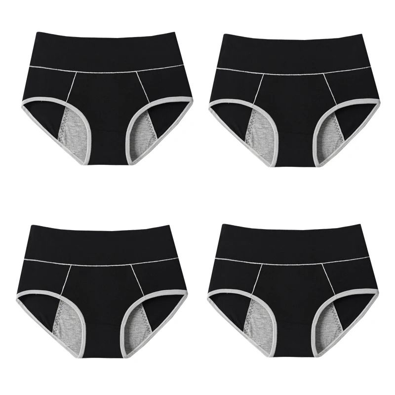 Womens High Waist Leak Proof Period Panties Four Pack Cotton Menstrual Underwear
