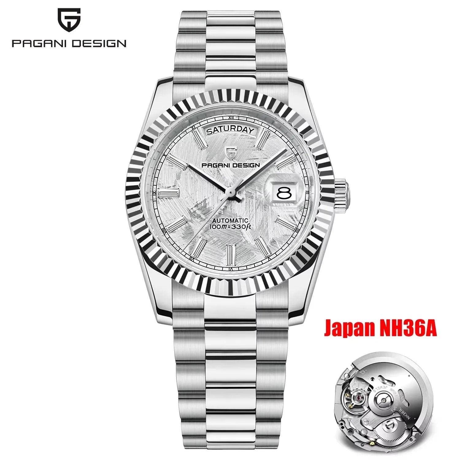 Automatic Day-Date Mechanical Watch – Luxury NH36A Movement Sapphire Timepiece