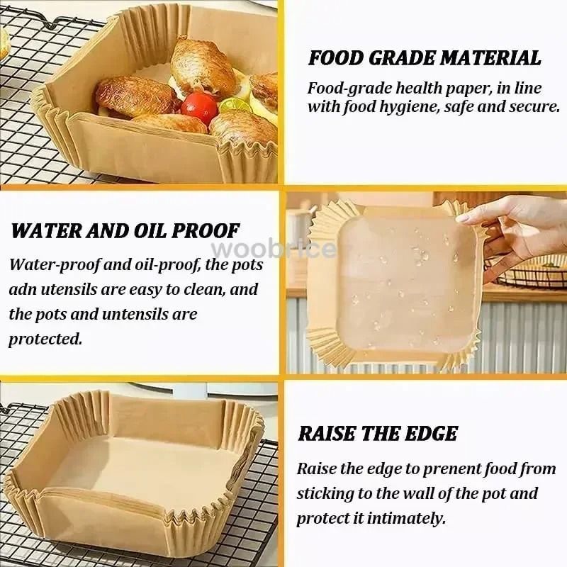 Air Fryer Disposable Liners Non Stick Parchment Paper 50pcs 100pcs Baking Sheets