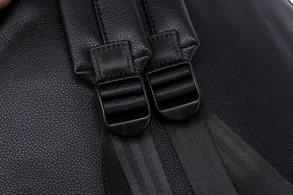 Modern Black PU Diaper Backpack Large Capacity Waterproof Baby Bag