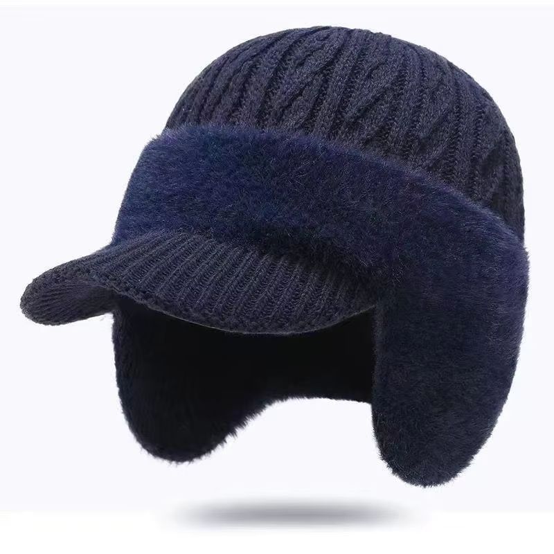 Plush Fur Lined Winter Earflap Beanie Hat Windproof Thick Knit Ski Cap