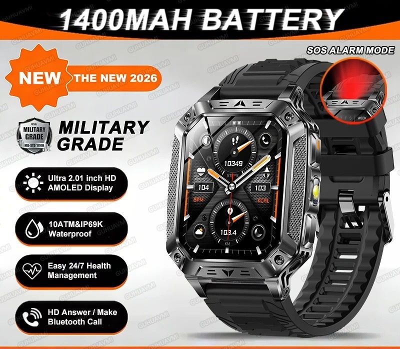 TANK Ultra Military Smart Watch – 1400mAh Battery & 2.01