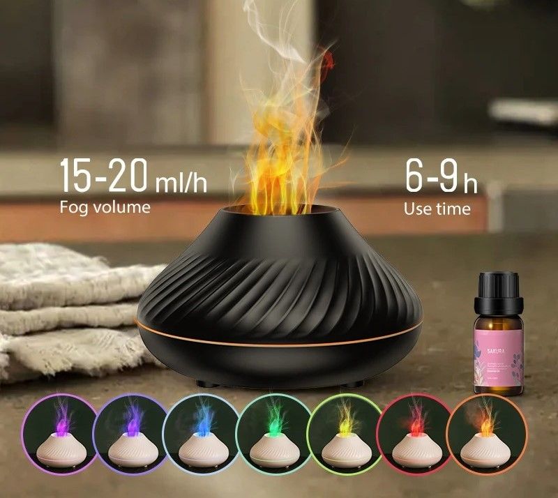 Volcanic Aroma Diffuser 130 ml USB Humidifier with Flame Night Light