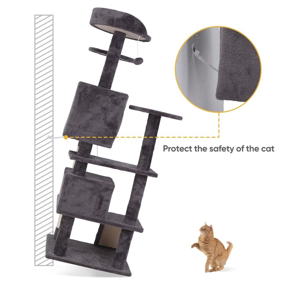Multi Level Cat Tree Condo with Cat Scratching Post, Plush Cat Tower, Kitten Playhouse Cave & Ladders