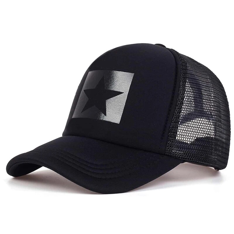 Adjustable Casual Hats Sunscreen Hat, Five-Pointed Star Printed Baseball Net Caps, Spring and Summer Outdoor Wear