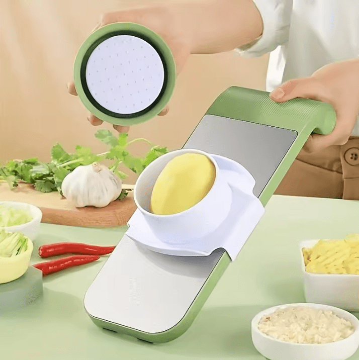 7-in-1 Multifunction Vegetable Slicer & Grater Set – Manual Cutter with Interchangeable Blades