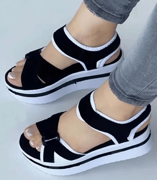 Colorblock Wedge Platform Sandals for Women Summer Open Toe Block Heel Shoes