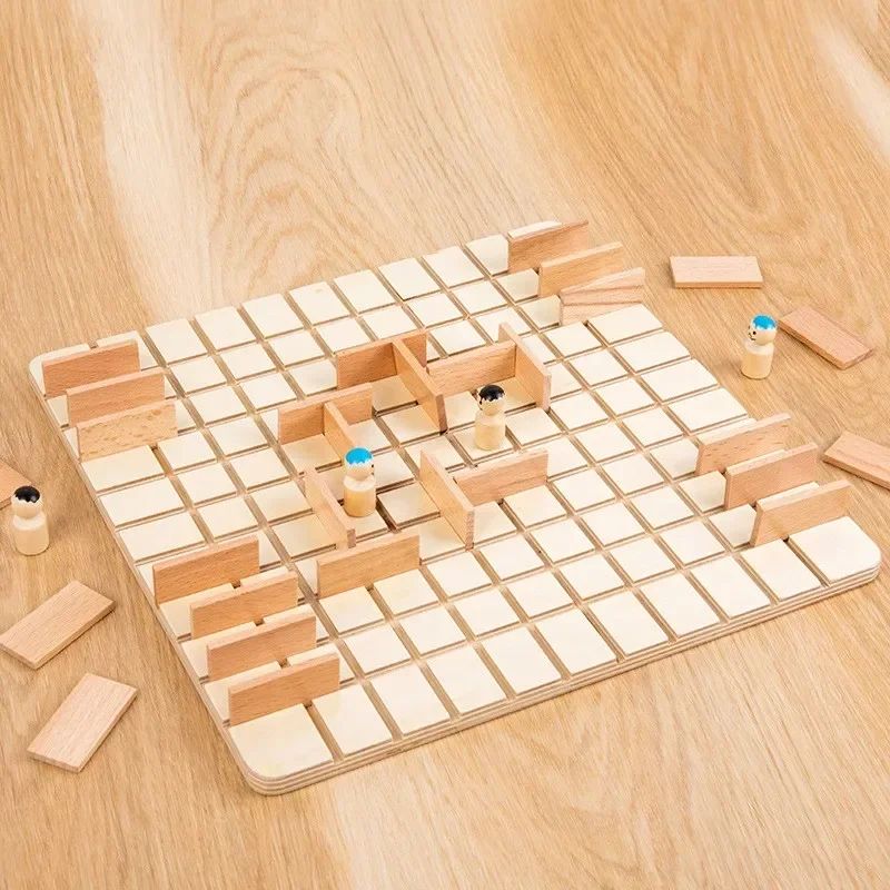 Wooden Chase & Intercept Board Game – Two-Player Parent-Child Puzzle Battle Toy