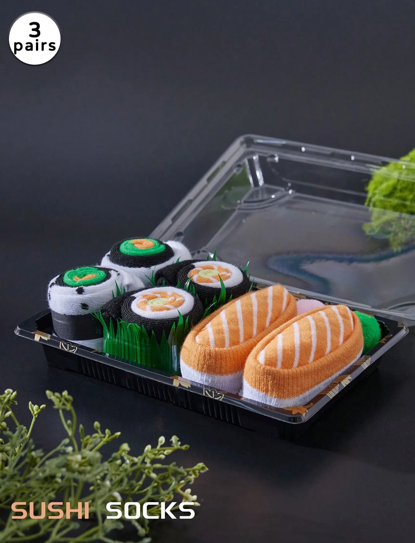 Mid Calf Sushi Gift Box Socks Colorful Fun Novelty Socks for Men and Women