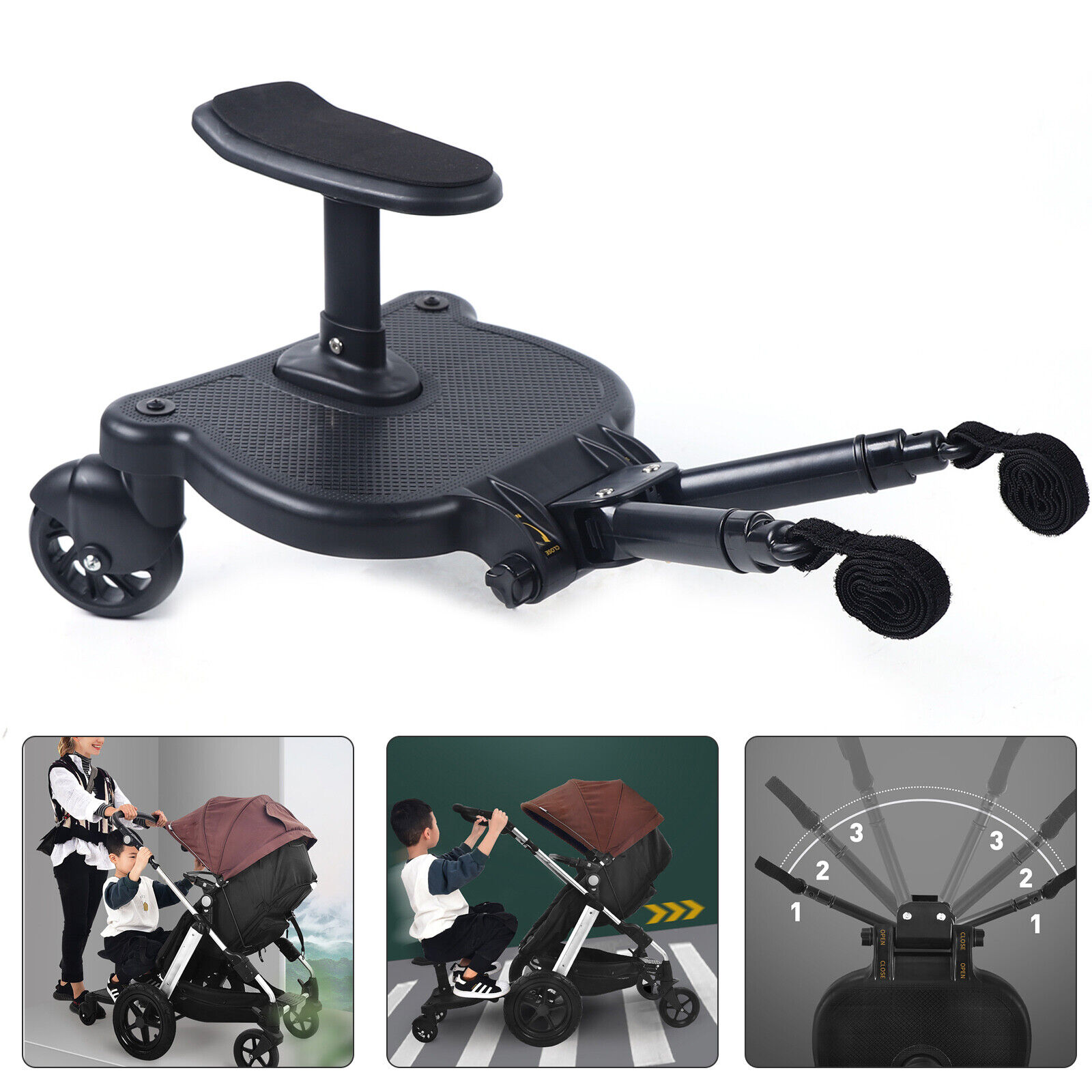 Universal Stroller Board with Seat Buggy Board for Toddler Ride Along