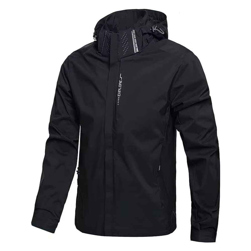 Mens Waterproof Rain Jacket Lightweight Hooded Raincoat in Plus Sizes for Hiking