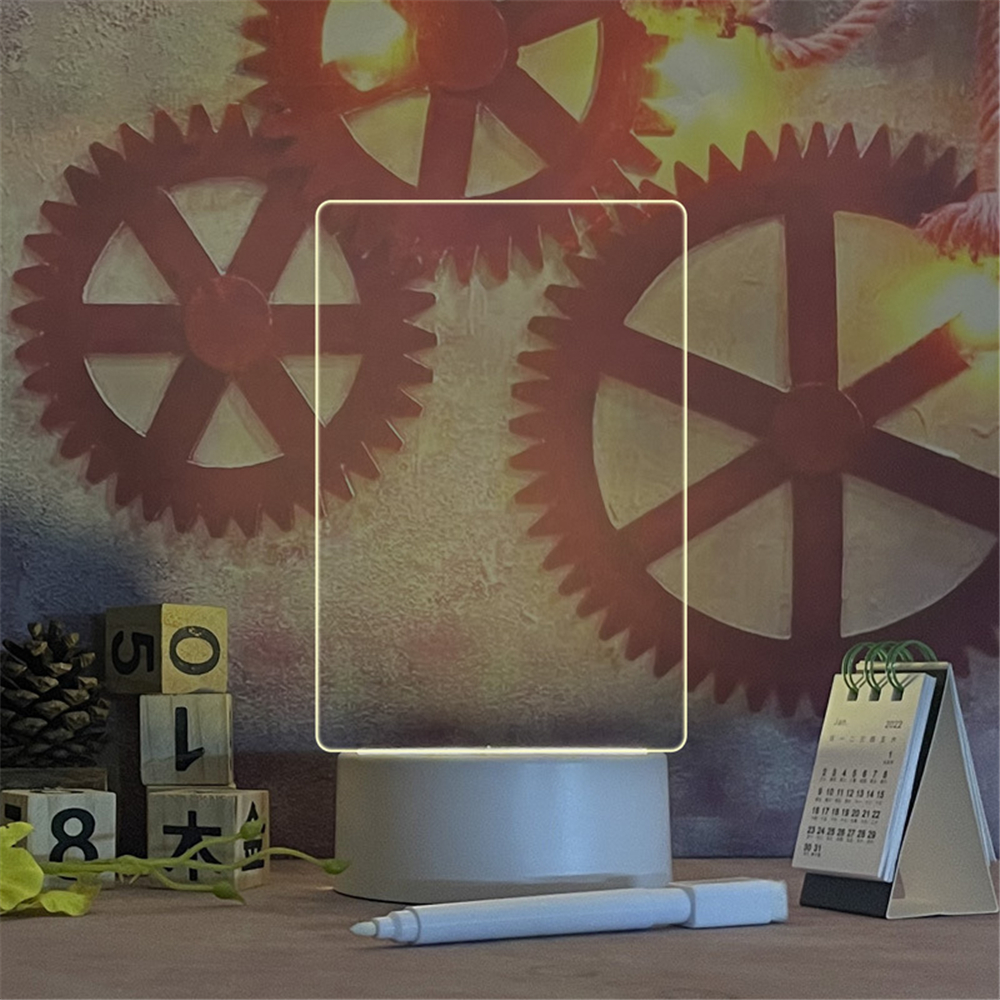 GlowMemo LED Message Board Night Light with Erasable Acrylic Calendar