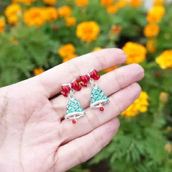 Rhinestone Christmas Light Bulb Drop Earrings