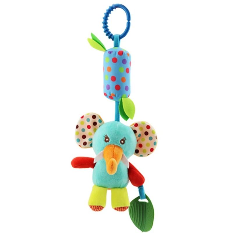 Baby Plush Stroller Toy Hanging Rattle Mobile with Cartoon Animals