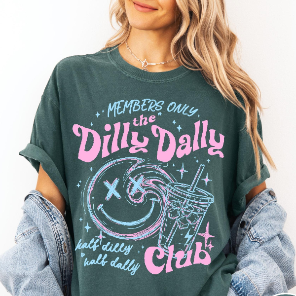 Dilly Dally Club Shirt Funny Introvert Lazy Girl Graphic Tee Trendy Outfit Gift