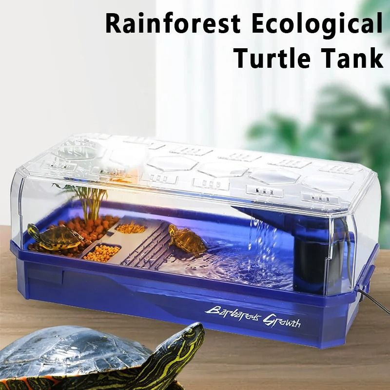 Transparency Turtle Tank House with Basking and Breeding Areas Reptile Habitat