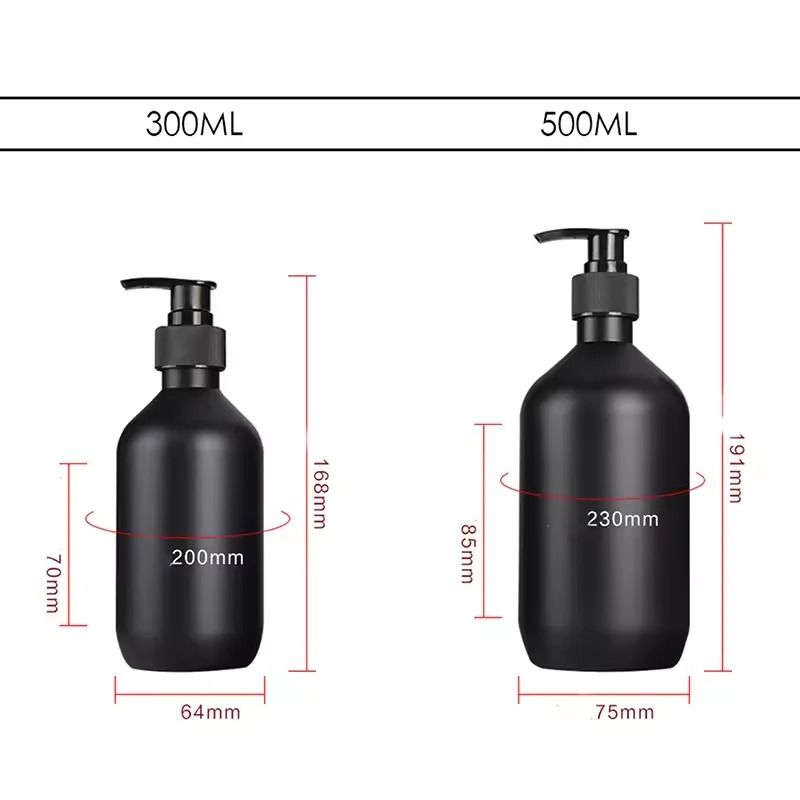 Matte Black Luxury Dispenser Set – 300/500ml Refillable Bathroom & Hotel Containers