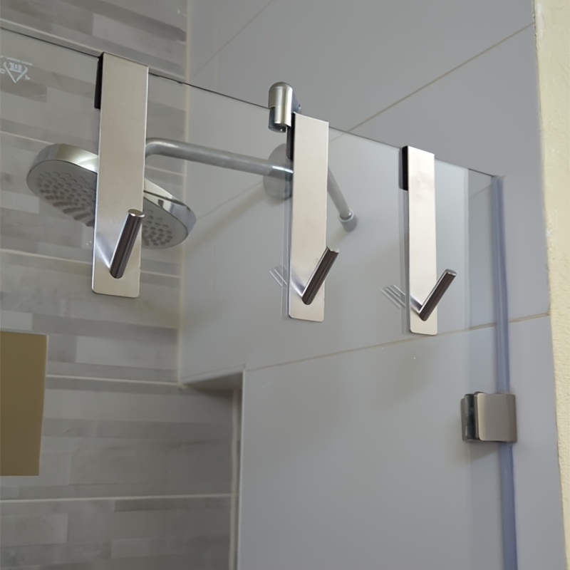 S-Shape Towel Hooks Stainless Steel Over Glass Door Shower Rack Bathrobe Holder