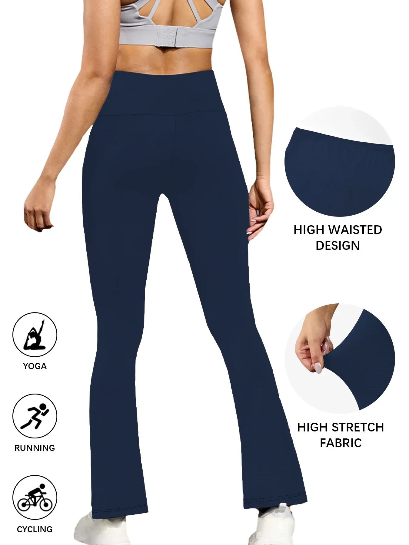 Womens High Waisted Flare Yoga Pants – Super Soft Bell Bottom Leggings with Tummy Control