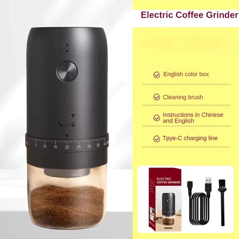Electric Coffee Grinder with Adjustable 40 Gears and Rechargeable Battery