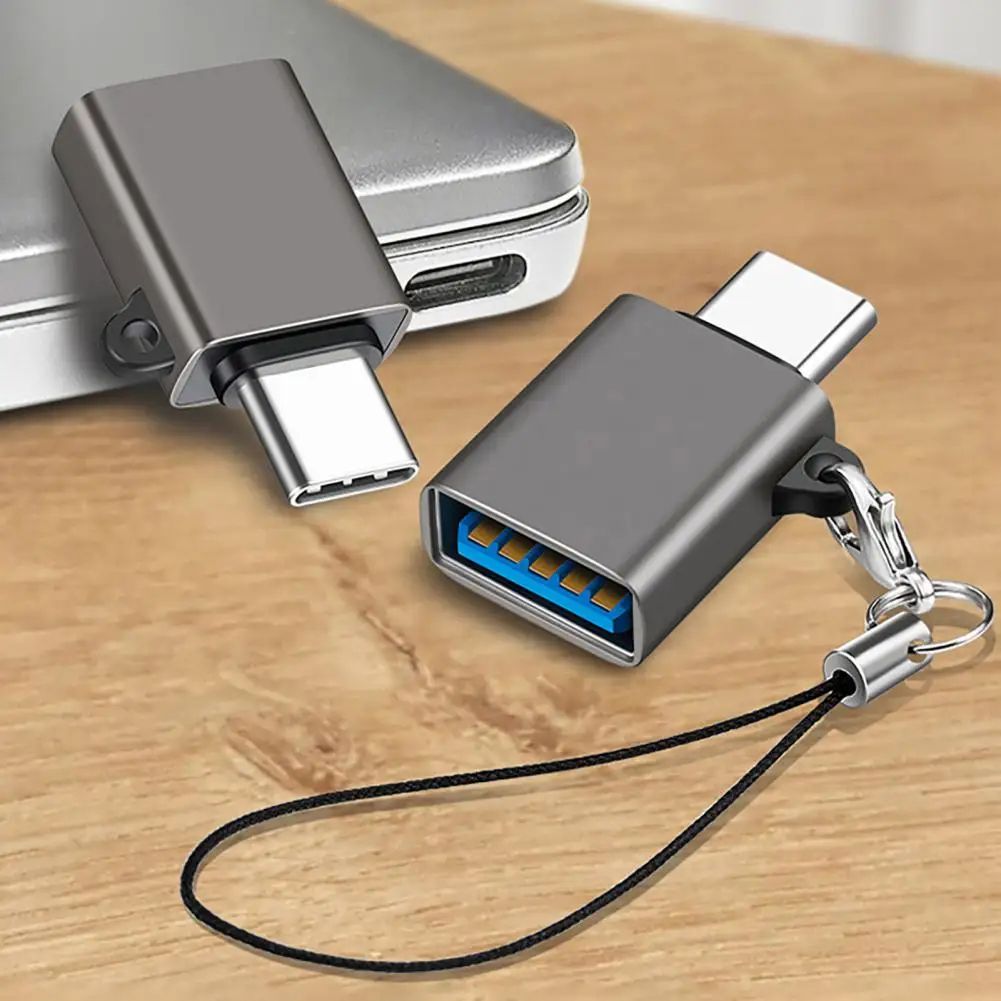 USB-C to USB 3.2 OTG Adapter with Anti-Lost Lanyard, Fast Data Transfer Type-C Converter for Phone, Tablet, Laptop